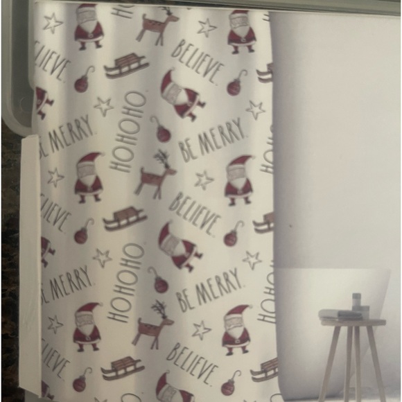 Rae Dunn Christmas Shower Curtain Liner - Picture 3 of 3